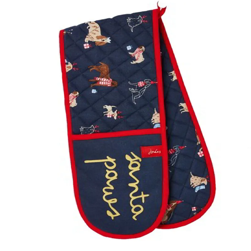 Joules Christmas Double Oven Glove - Navy Xmas Dogs